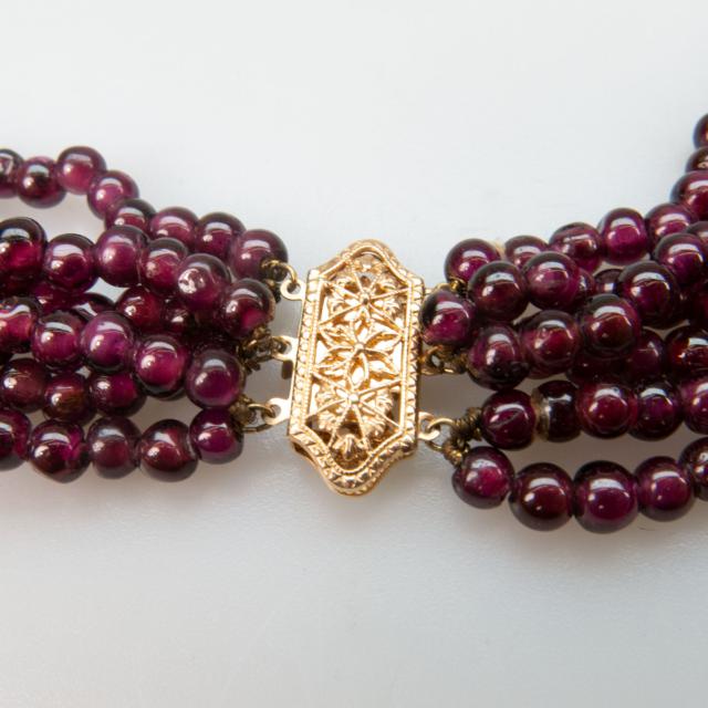 6 Strand Garnet Bead Necklace