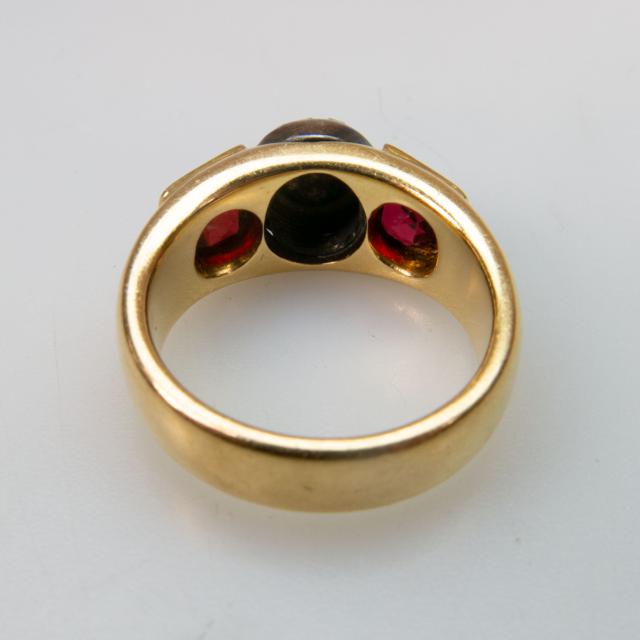English 18k Yellow Gold And Silver Ring