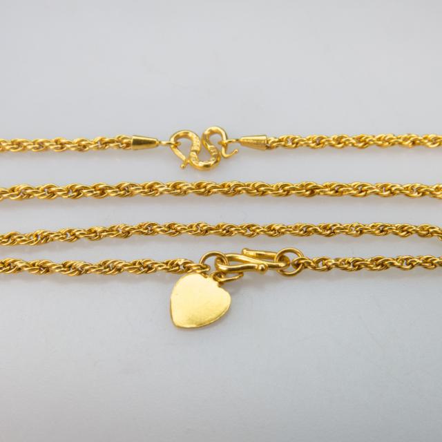 24k Yellow Gold Rope Chain And Bracelet
