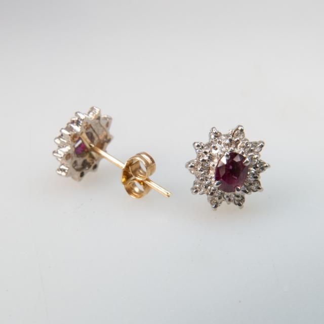 Pair Of 10k White And Yellow Gold Stud Earrings