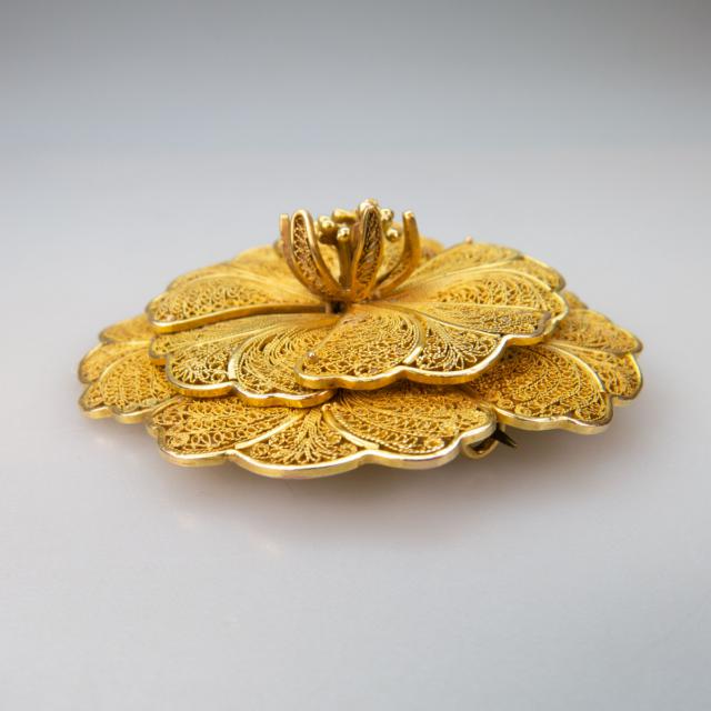 14k Yellow Gold Filigree Brooch/Pendant