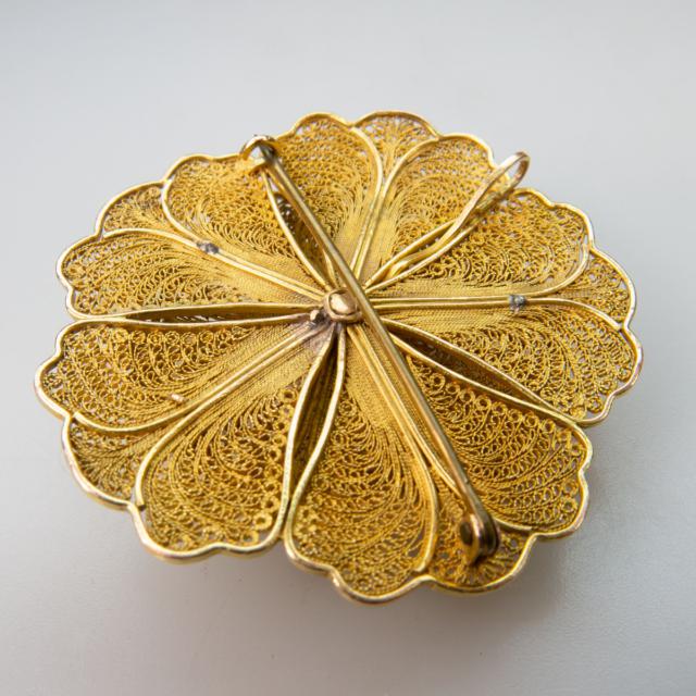 14k Yellow Gold Filigree Brooch/Pendant