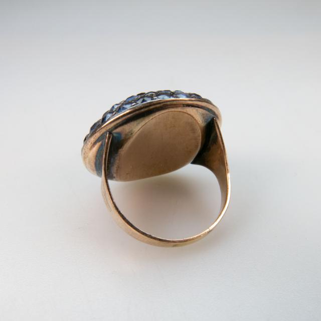 9k Yellow Gold And Silver Domed Ring