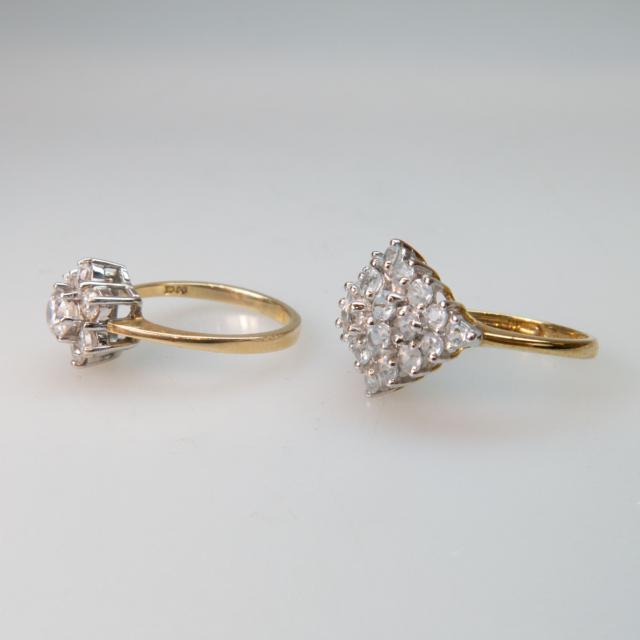 1 x 14k & 1 x 9k English Yellow And White Gold Rings