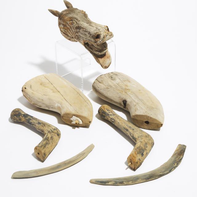 A Wood Horse Head, Together With Six Body Parts, Han Dynasty (206 BC - AD 220)