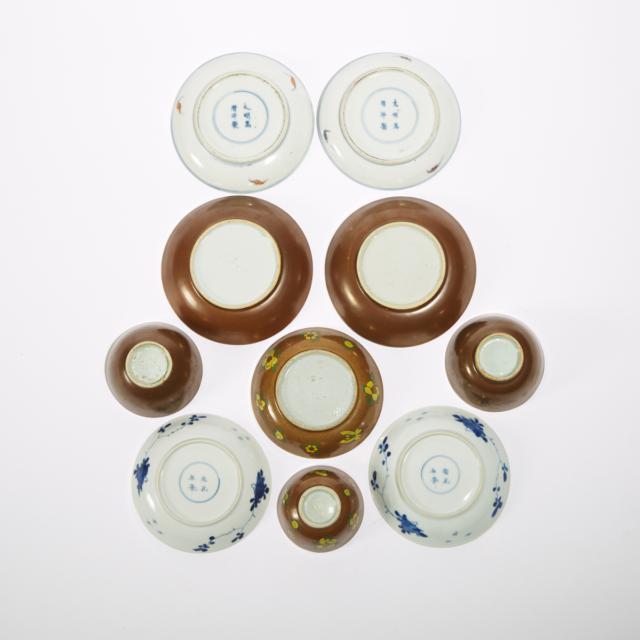 A Group of Ten Export Cups and Saucers, 18th/19th Century
