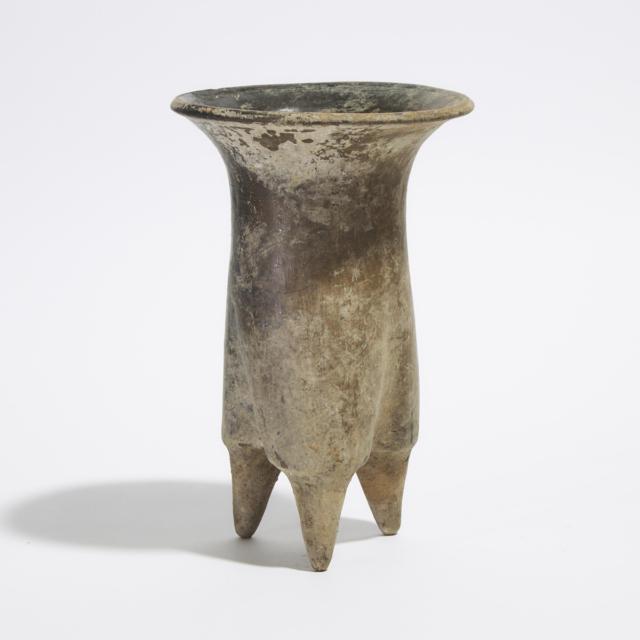 A Neolithic Black Pottery Tripod Vessel, 'Li', Inner Mongolia, Xiajiadian Culture, Circa 1500 BC