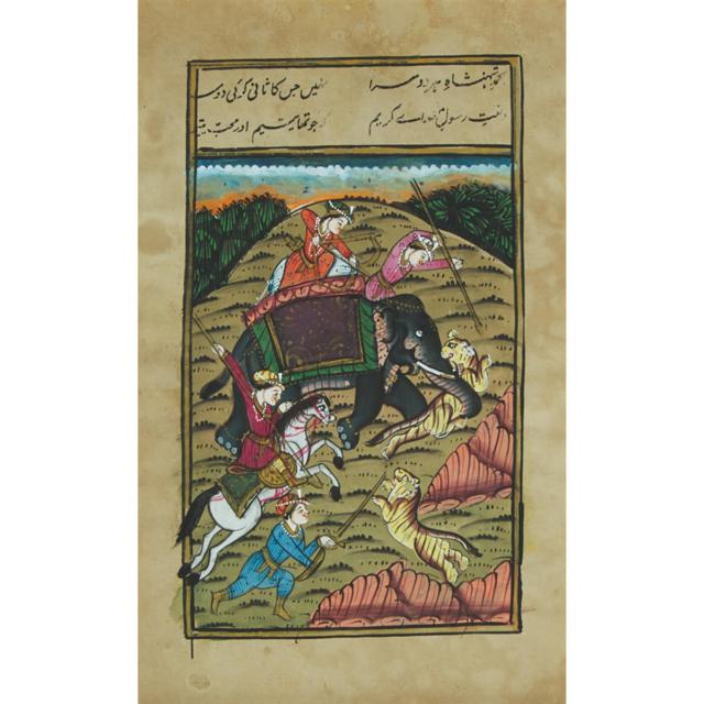 Two Miniature Paintings of Hunting Scenes, India, 19th Century