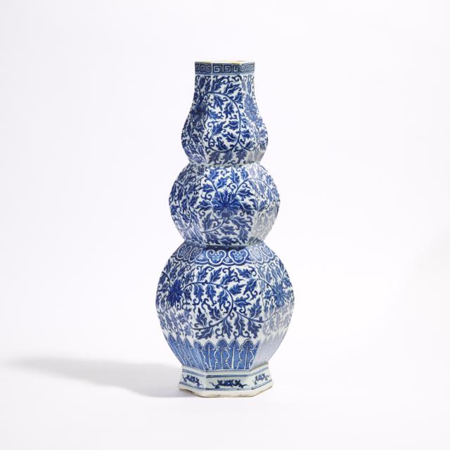 A Blue and White Triple-Gourd Vase, 19th Century