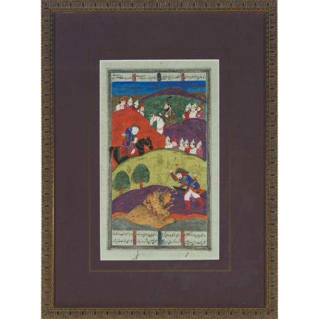 Kashmir School, Two Manuscript Leafs from the Shahnama (Book of Kings), 19th Century