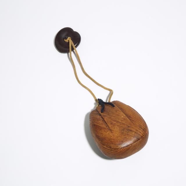 A Wood Carved One-Case Inro with Netsuke