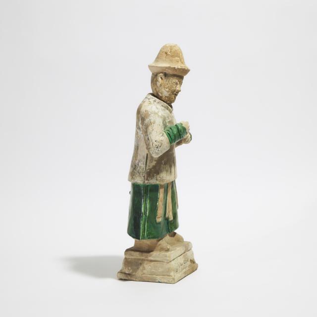 A Large Green-Glazed Tomb Attendant, Ming Dynasty (1368-1644)