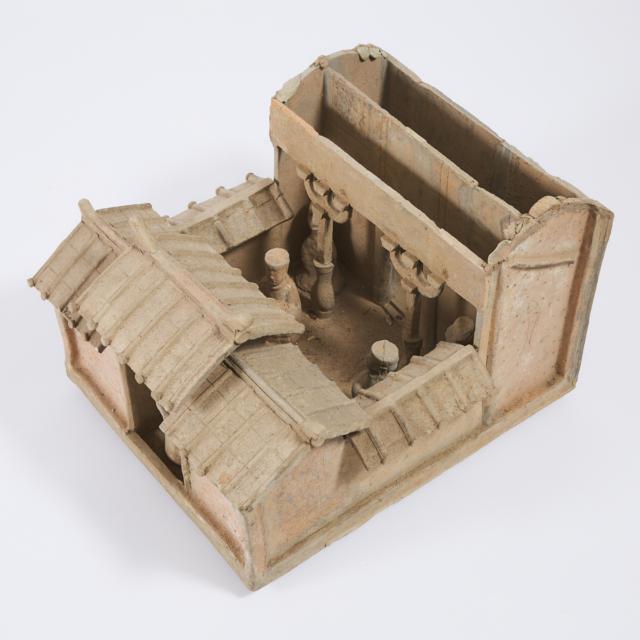 A Large Pottery Model of a House with a Courtyard, Han Dynasty (206 BC - AD 220)