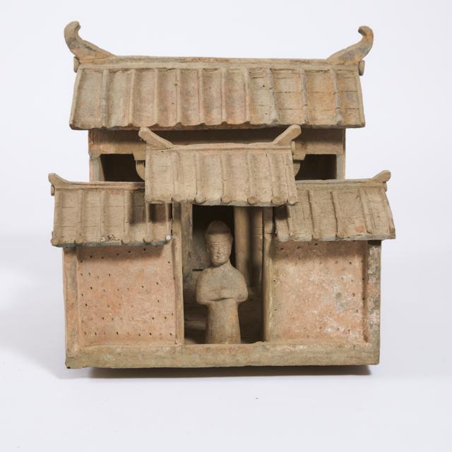 A Large Pottery Model of a House with a Courtyard, Han Dynasty (206 BC - AD 220)