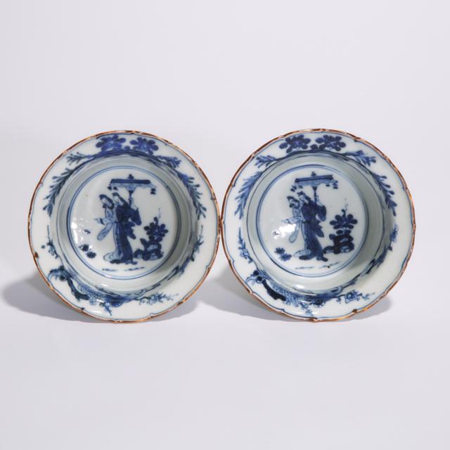 A Pair of Arita Blue and White Bowls With Design After Cornelis Pronk (Dutch, 1691-1759), Edo Period, Mid 18th Century