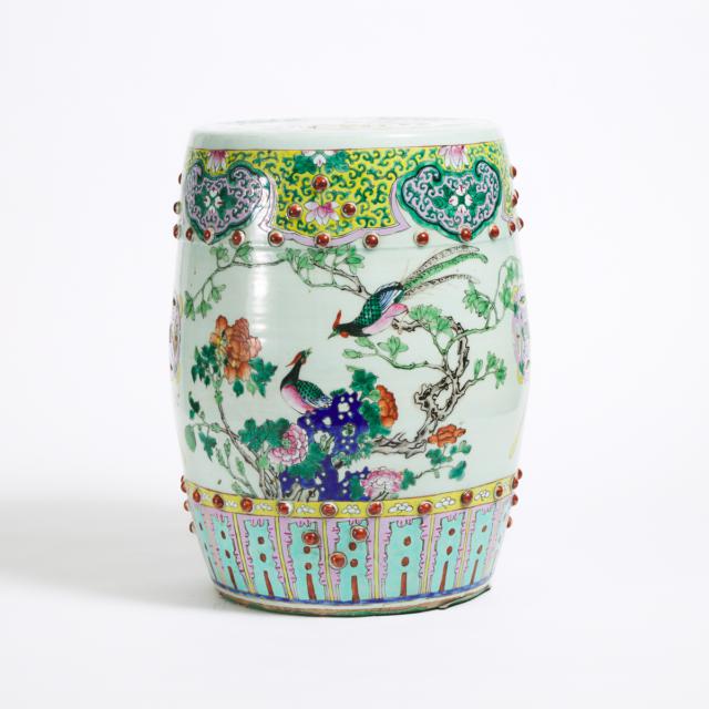 A Chinese Famille Rose Porcelain Barrel Stool, Mid 20th Century