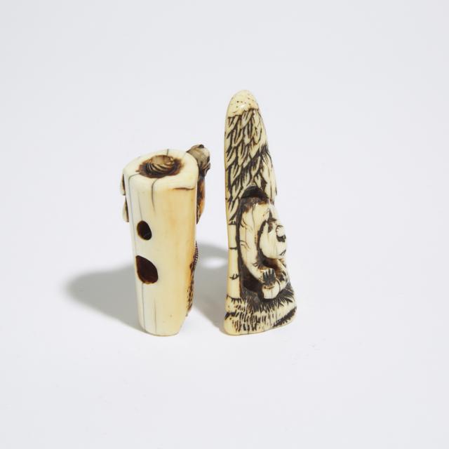 An Ivory Netsuke of a Rat on a Candle, Together With a Netsuke of a Tiger and Bamboo, Edo Period, 19th Century