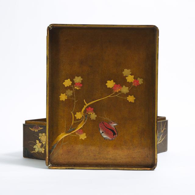 A Fine Gold-Lacquer 'Dragon' Document Box and Cover (Ryoshibako), Edo Period, 18th/19th Century