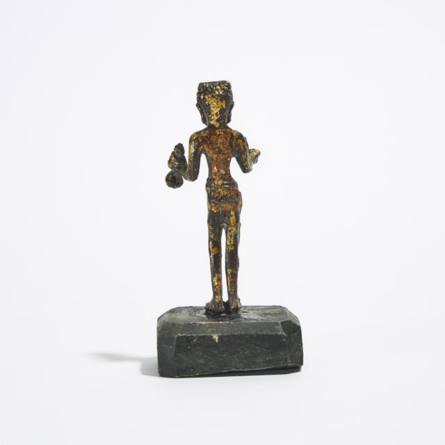 A Small Gilt Bronze Figure of Maitreya, Prakhon Chai Style, Thailand, 8th/9th Century