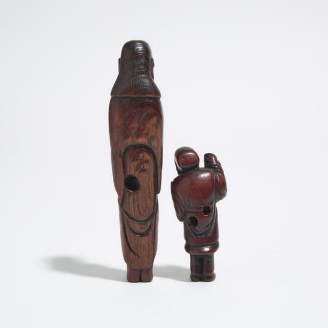 Two Wood Figural Netsuke, 19th Century