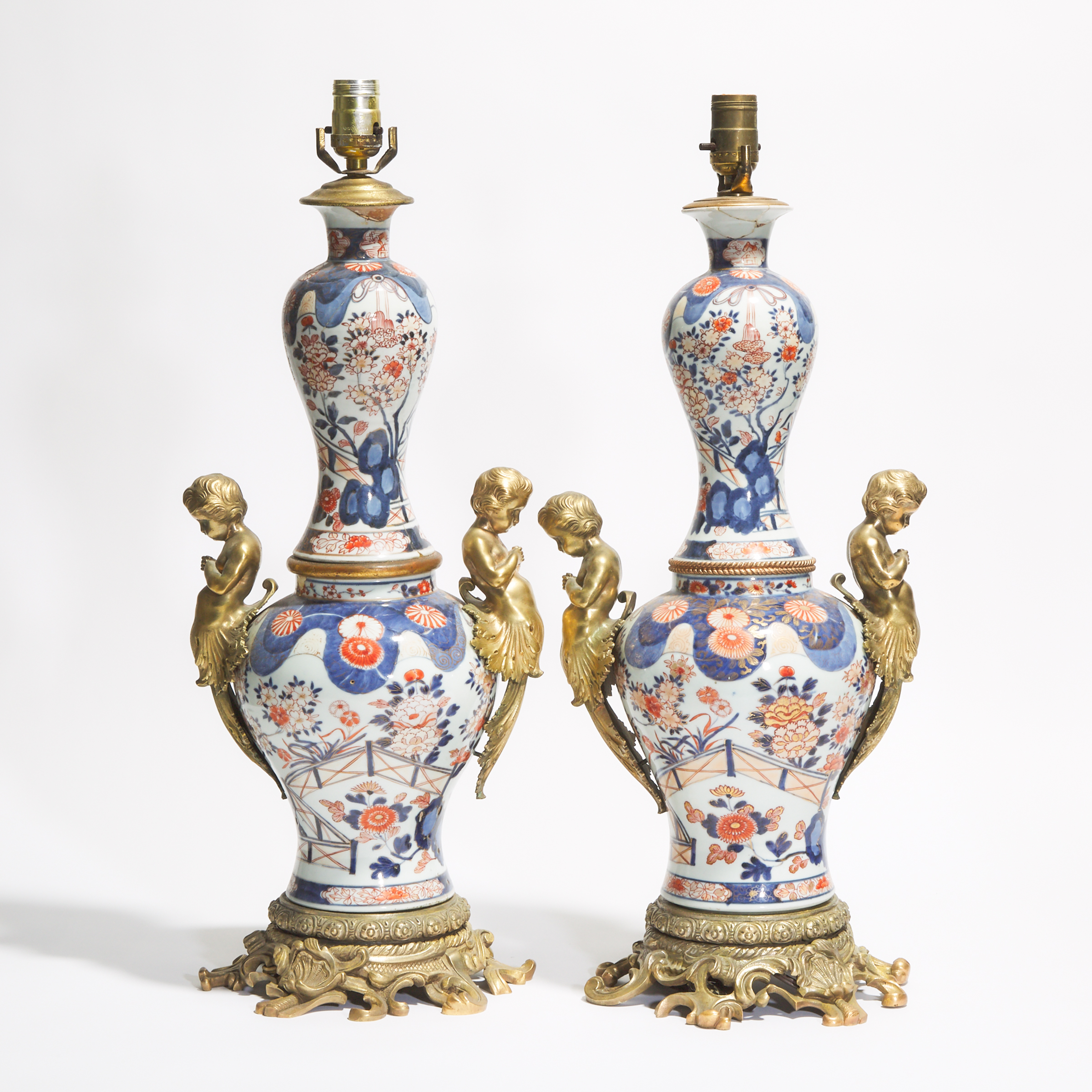 A Pair of Ormolu Mounted Imari Porcelain Vase Lamps, 19th Century