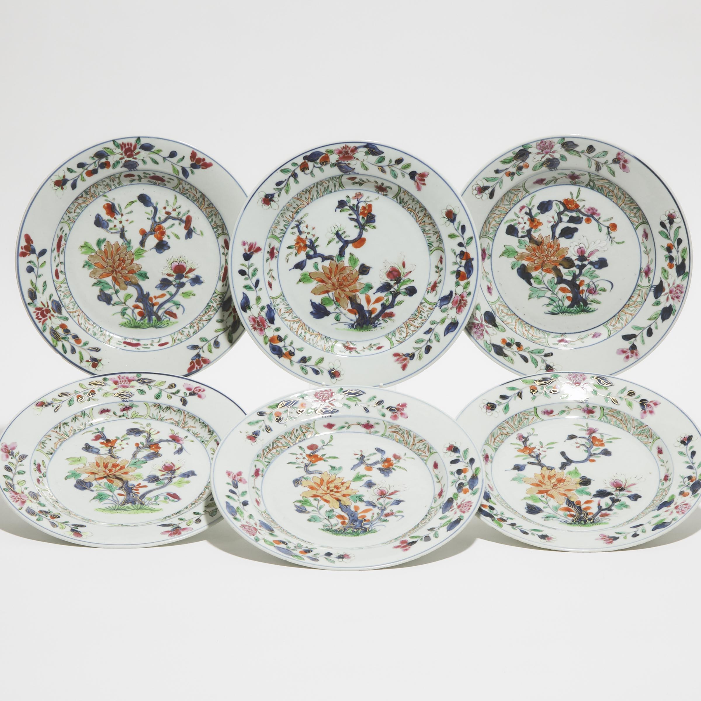 A Set of Six Chinese Imari Plates, 18th Century
