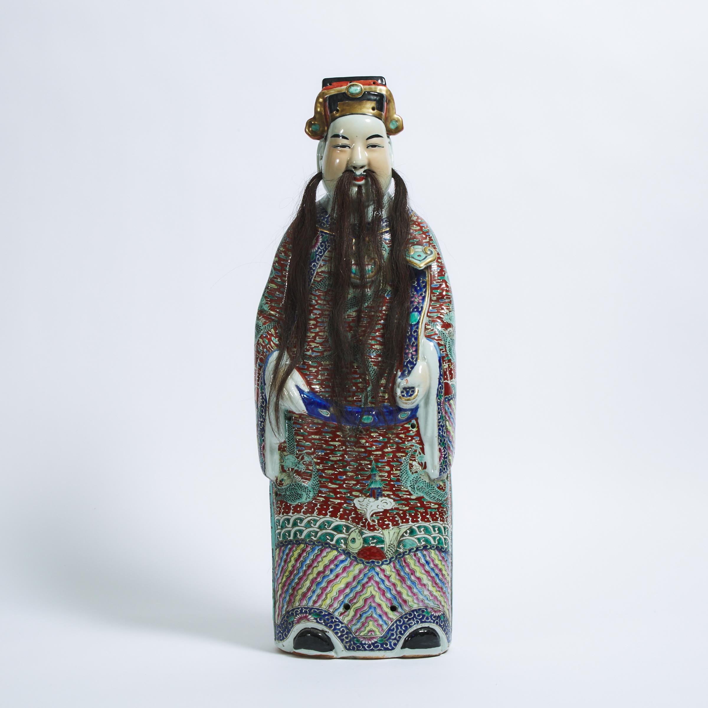 A Famille Rose Figure of Lu Xing, Late Qing Dynasty