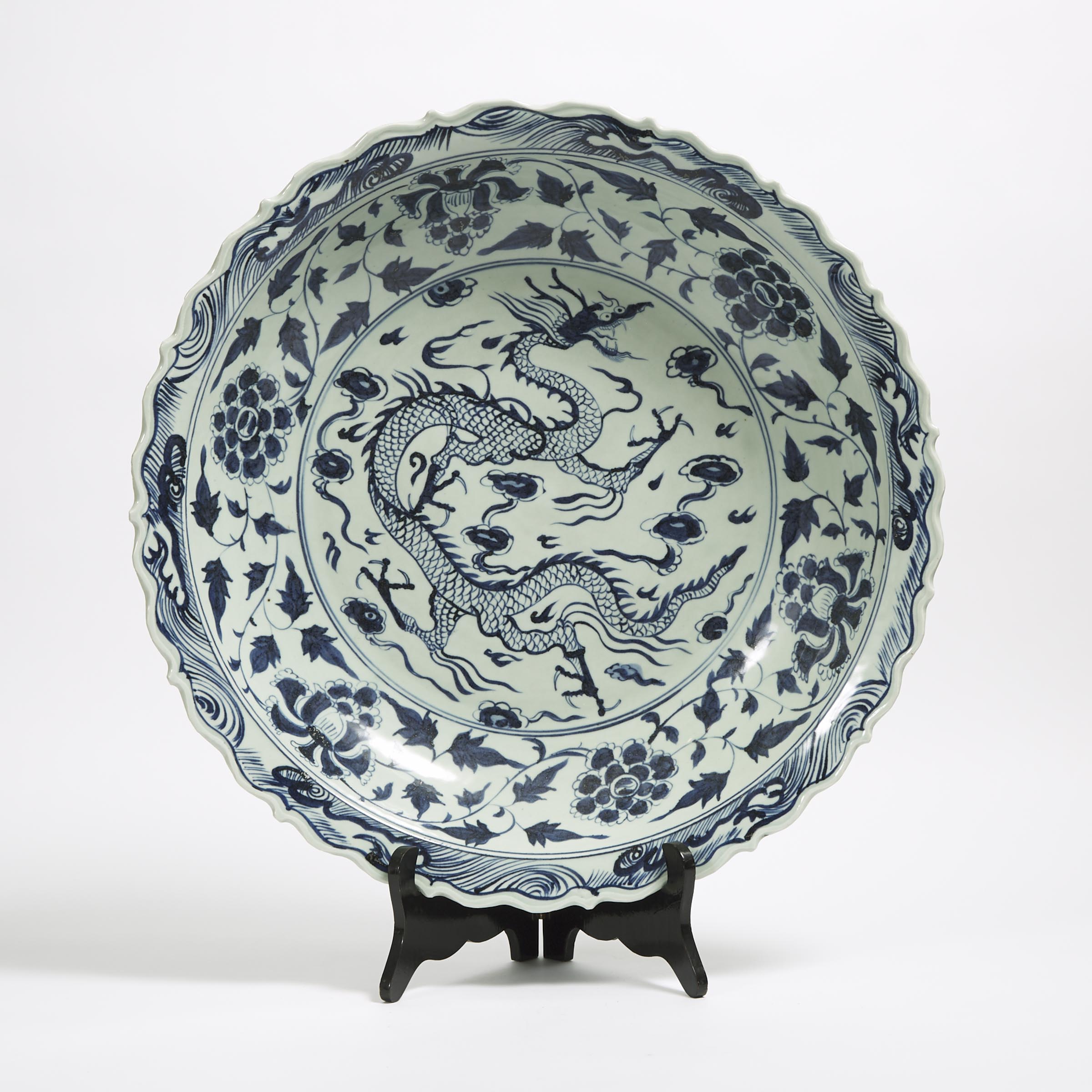 A Massive Ming-Style Blue and White 'Dragon' Charger, 20th Century