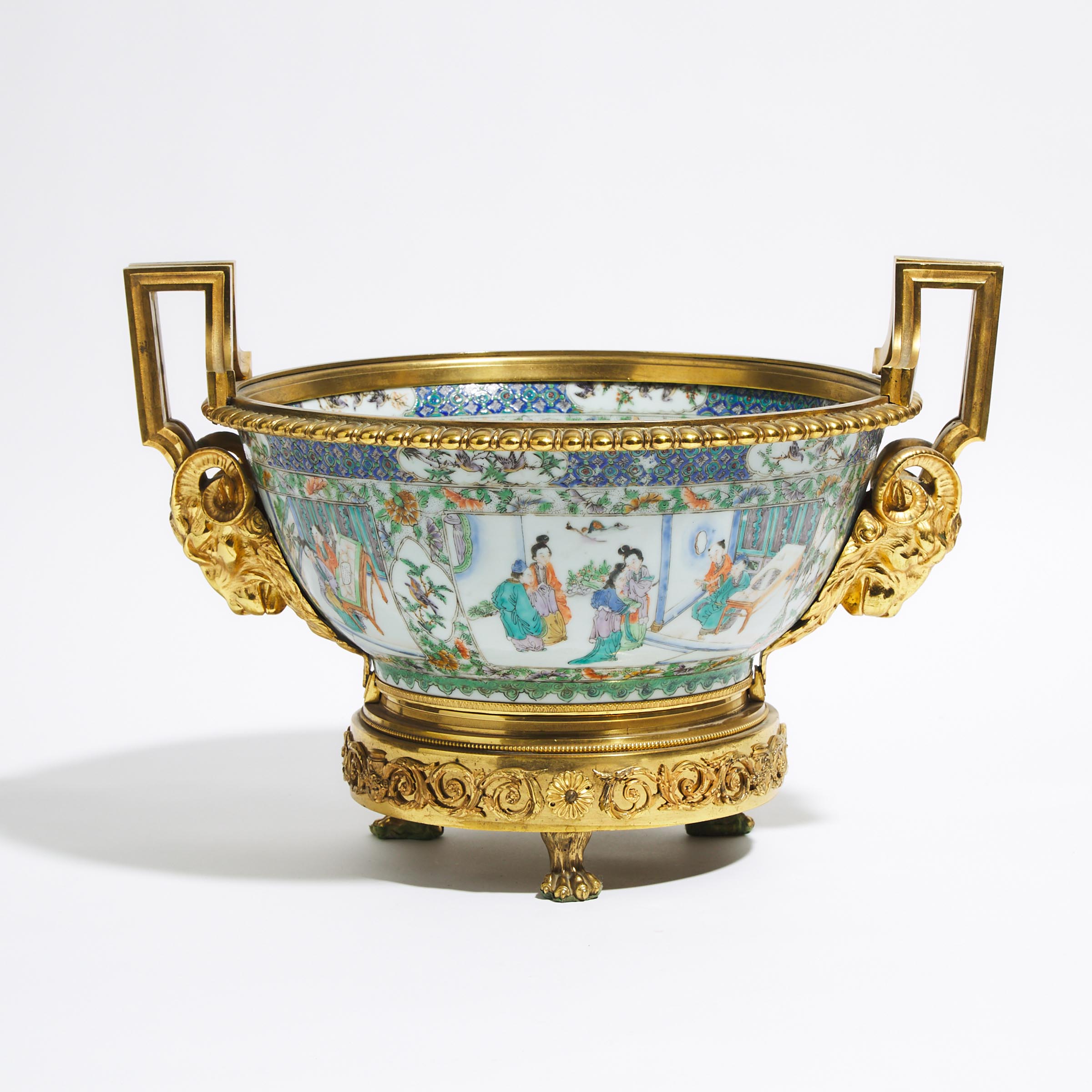 An Ormolu Mounted Chinese Famille Verte Porcelain Bowl, 19th Century