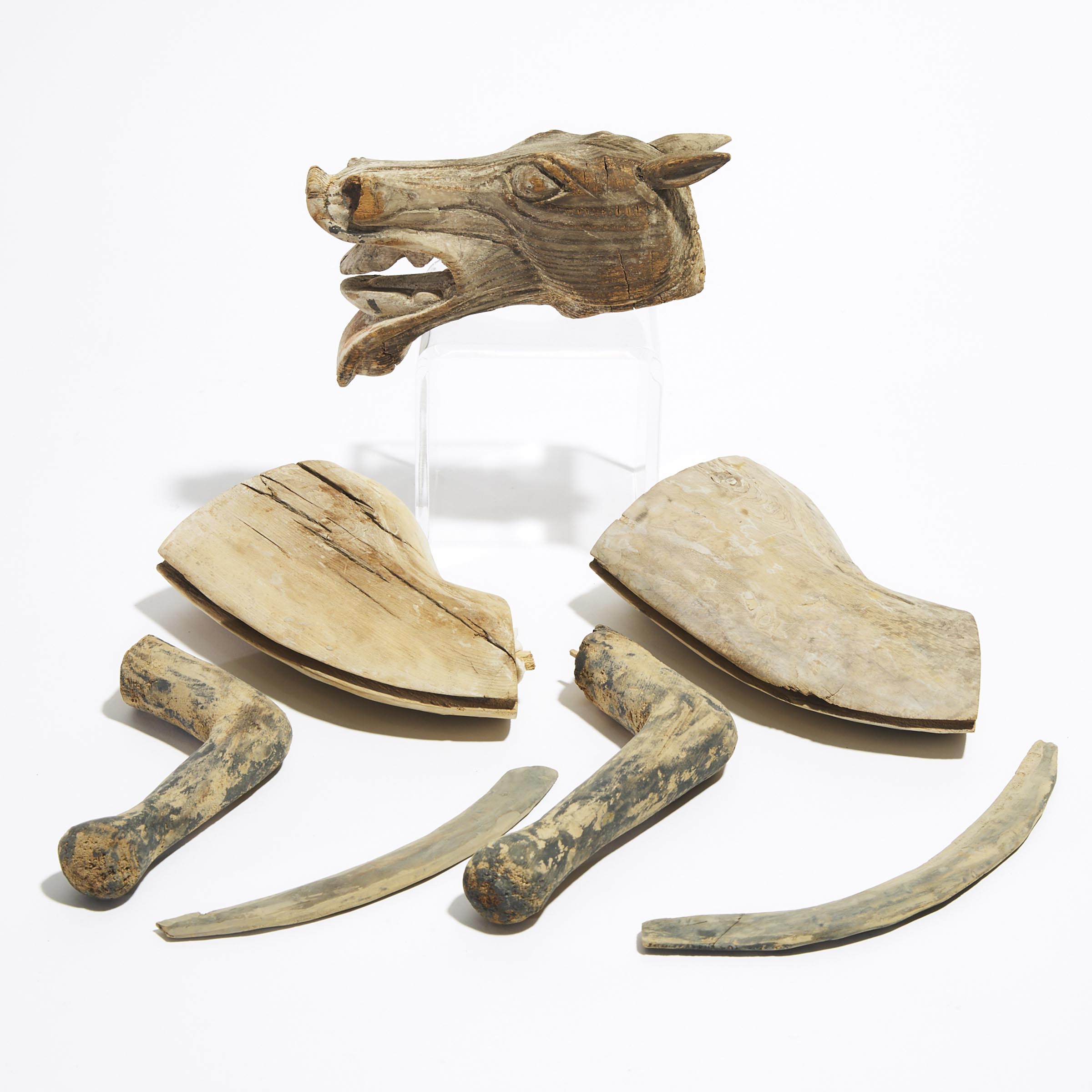 A Wood Horse Head, Together With Six Body Parts, Han Dynasty (206 BC - AD 220)