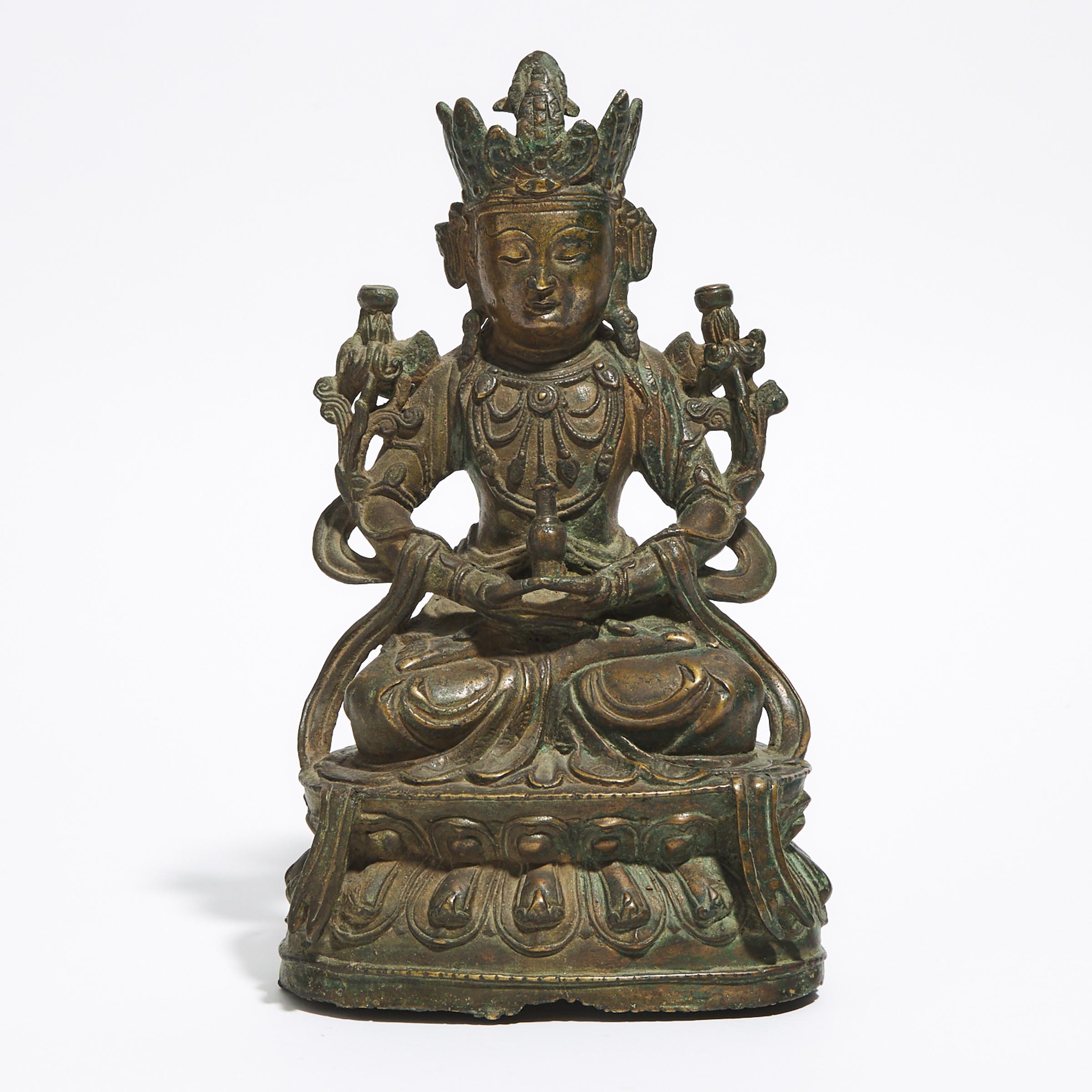 A Bronze Figure of a Seated Bodhisattva, Ming Dynasty, Late 16th Century