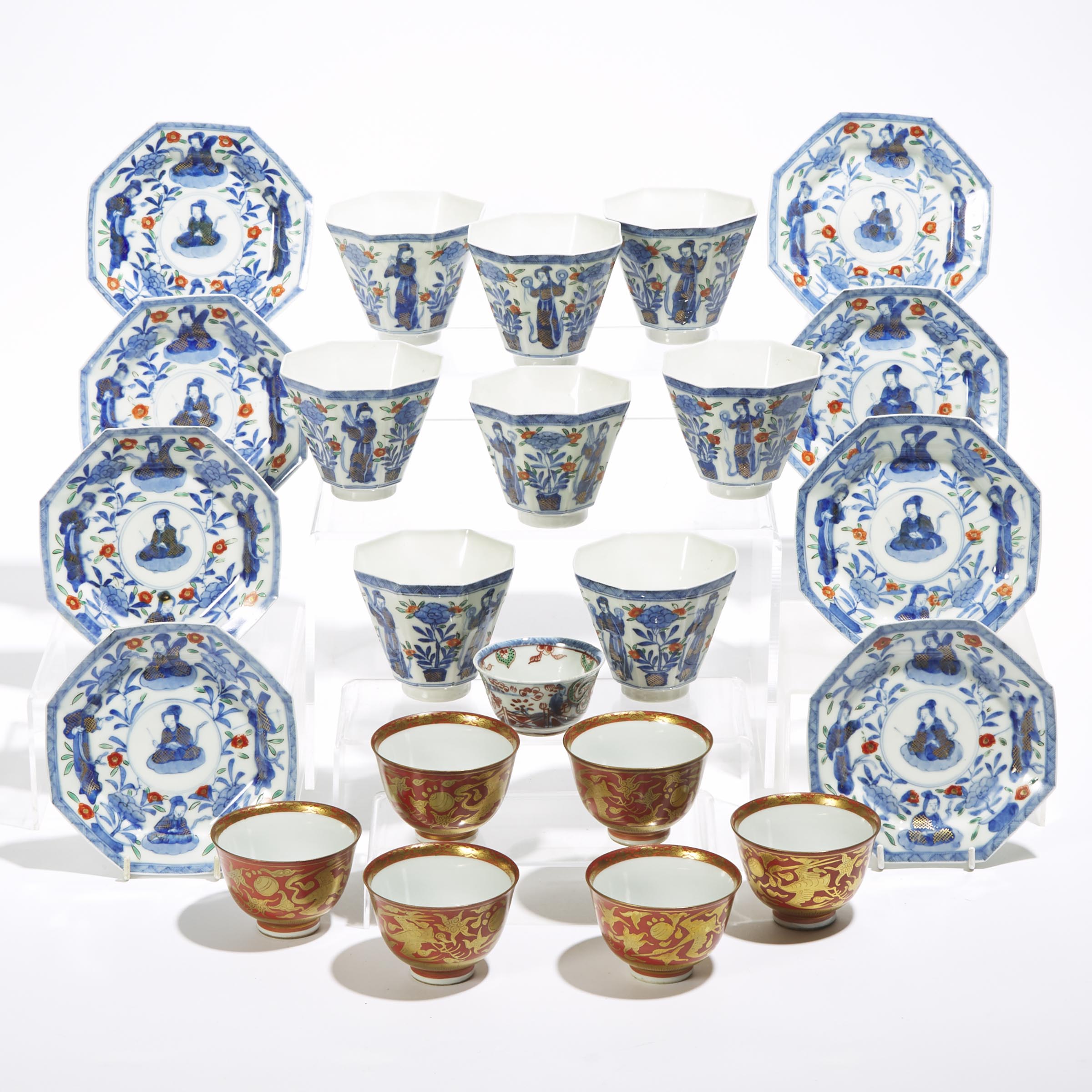 A Group of Twenty-Three Japanese Export Cups and Saucers, 18th/19th Century