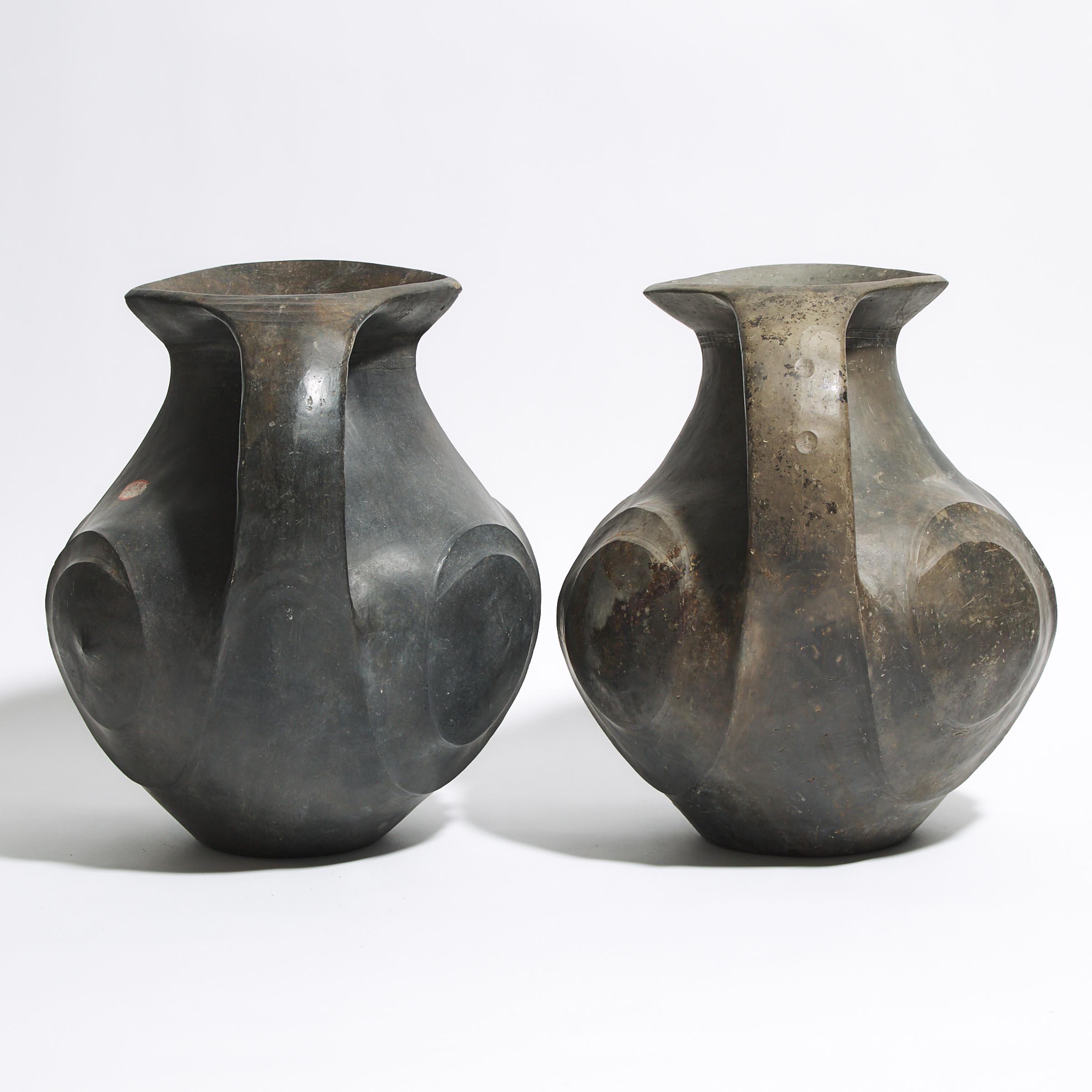 A Pair of Large Black Pottery Amphorae, Han Dynasty (206 BC - AD 220)