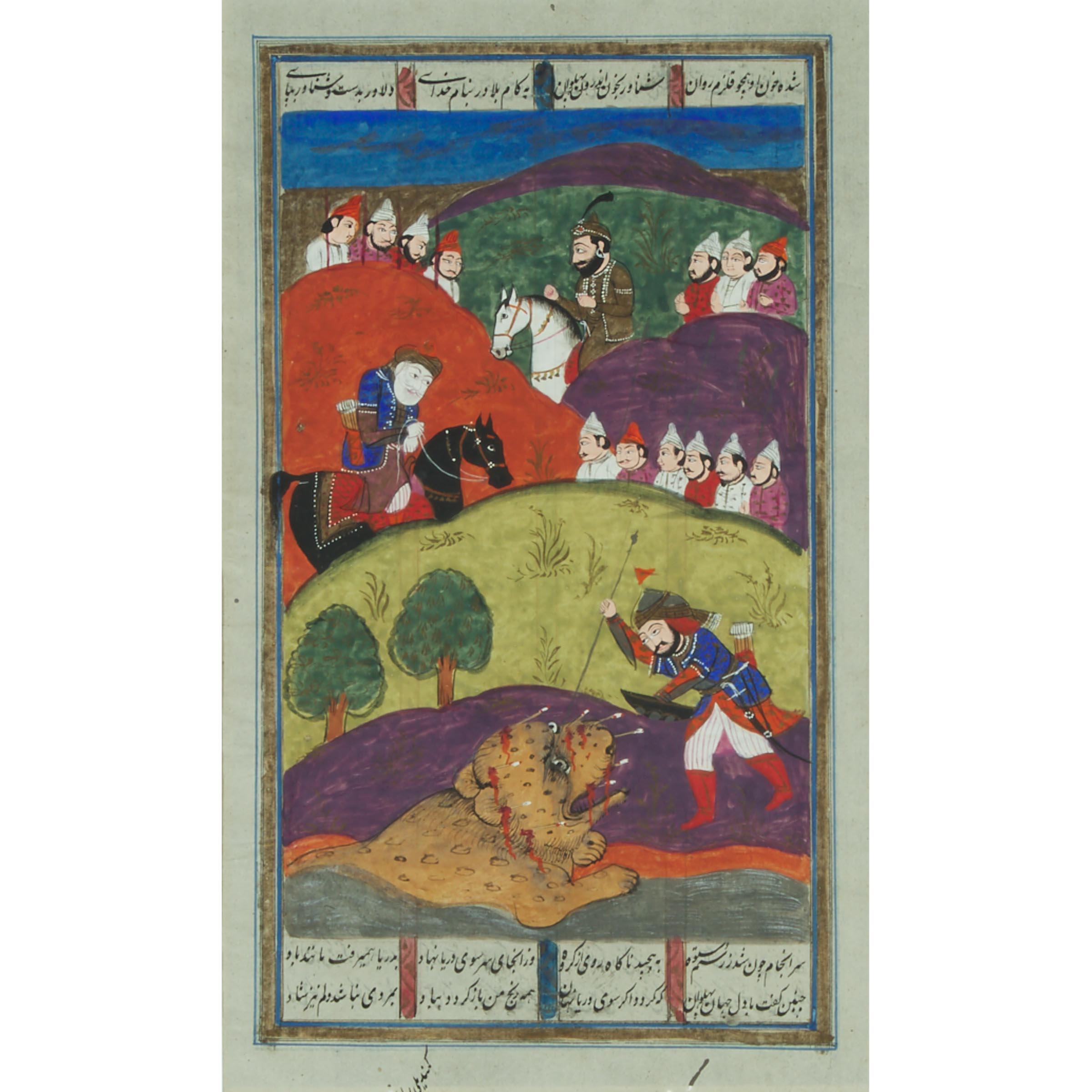 Kashmir School, Two Manuscript Leafs from the Shahnama (Book of Kings), 19th Century