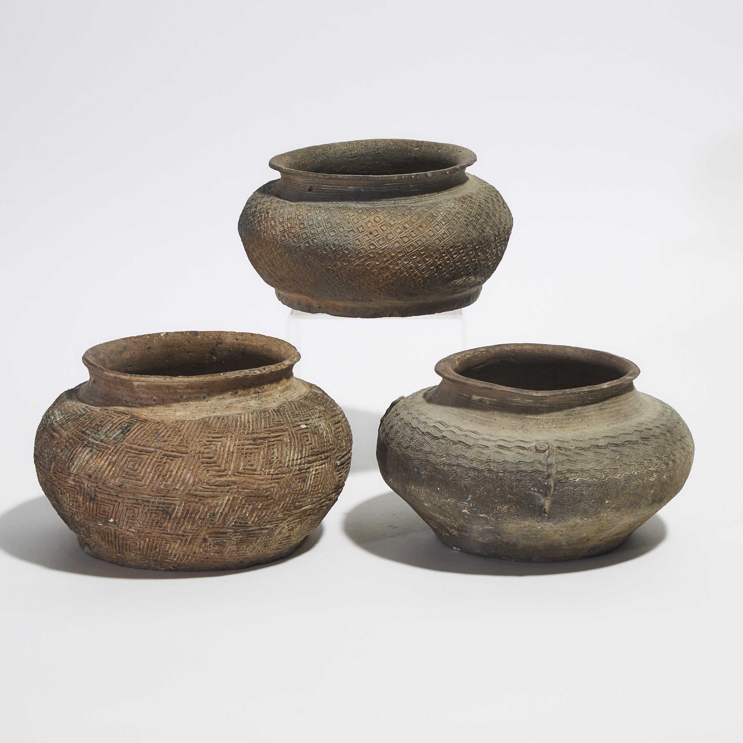 A Group of Three Pottery Jars, Warring States Period (475-221 BC)