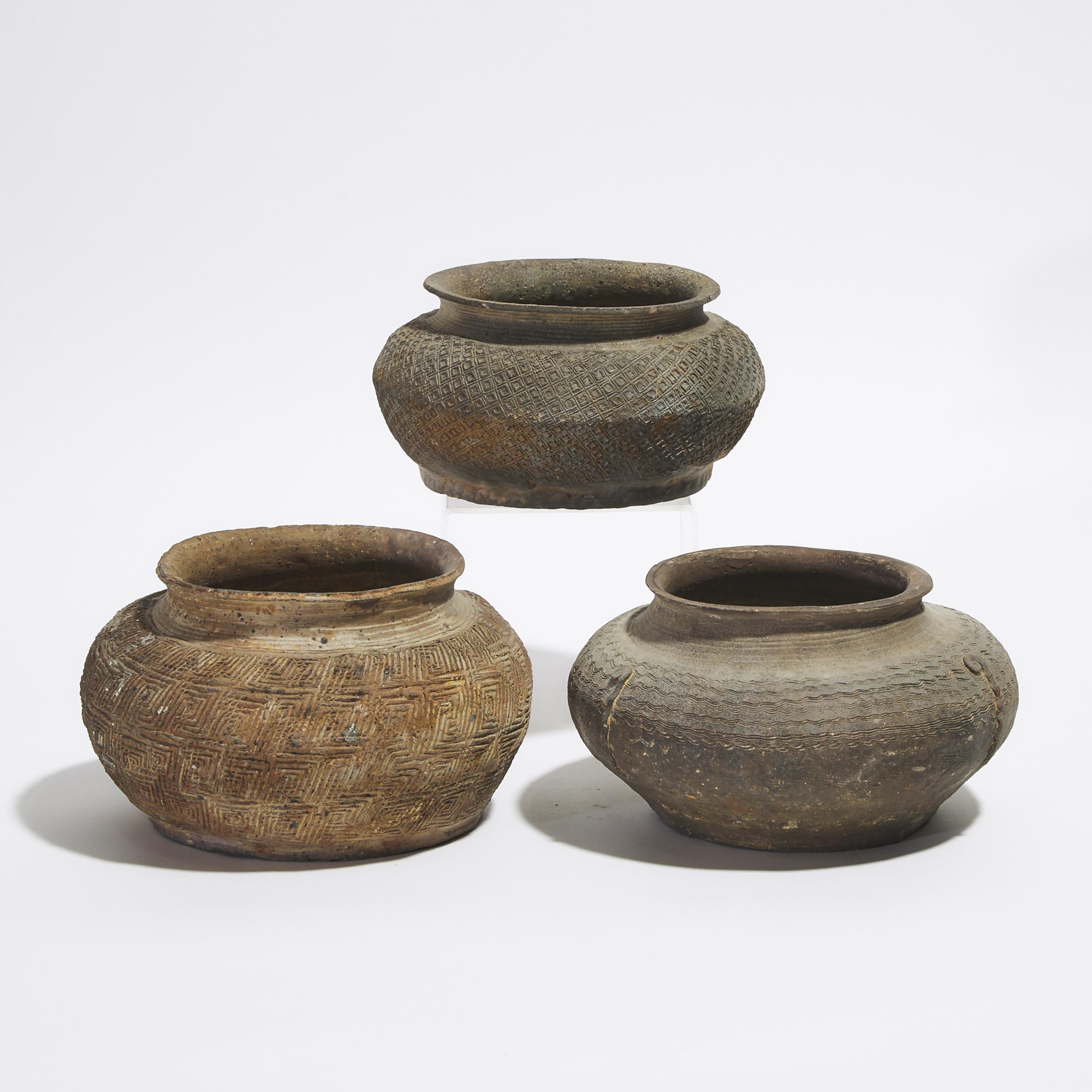 A Group of Three Pottery Jars, Warring States Period (475-221 BC)