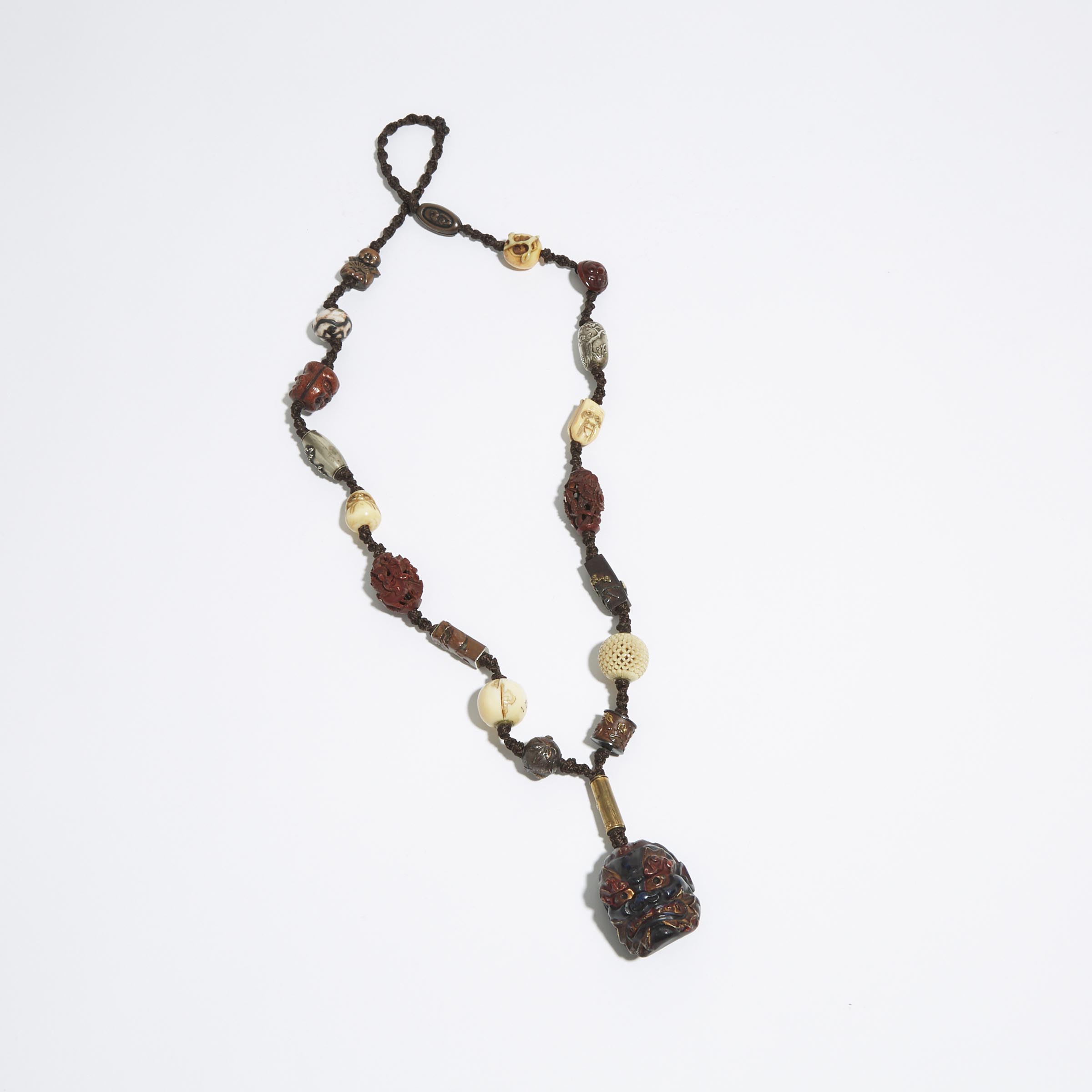 A Netsuke and Ojime Beaded Necklace, 19th Century
