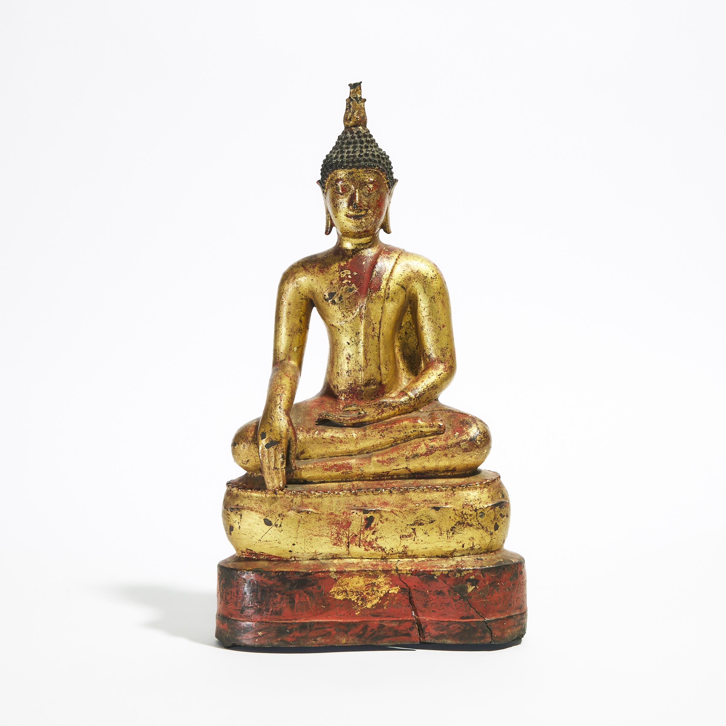 A Red and Gilt Lacquered Figure of a Seated Buddha, Thailand, 19th Century