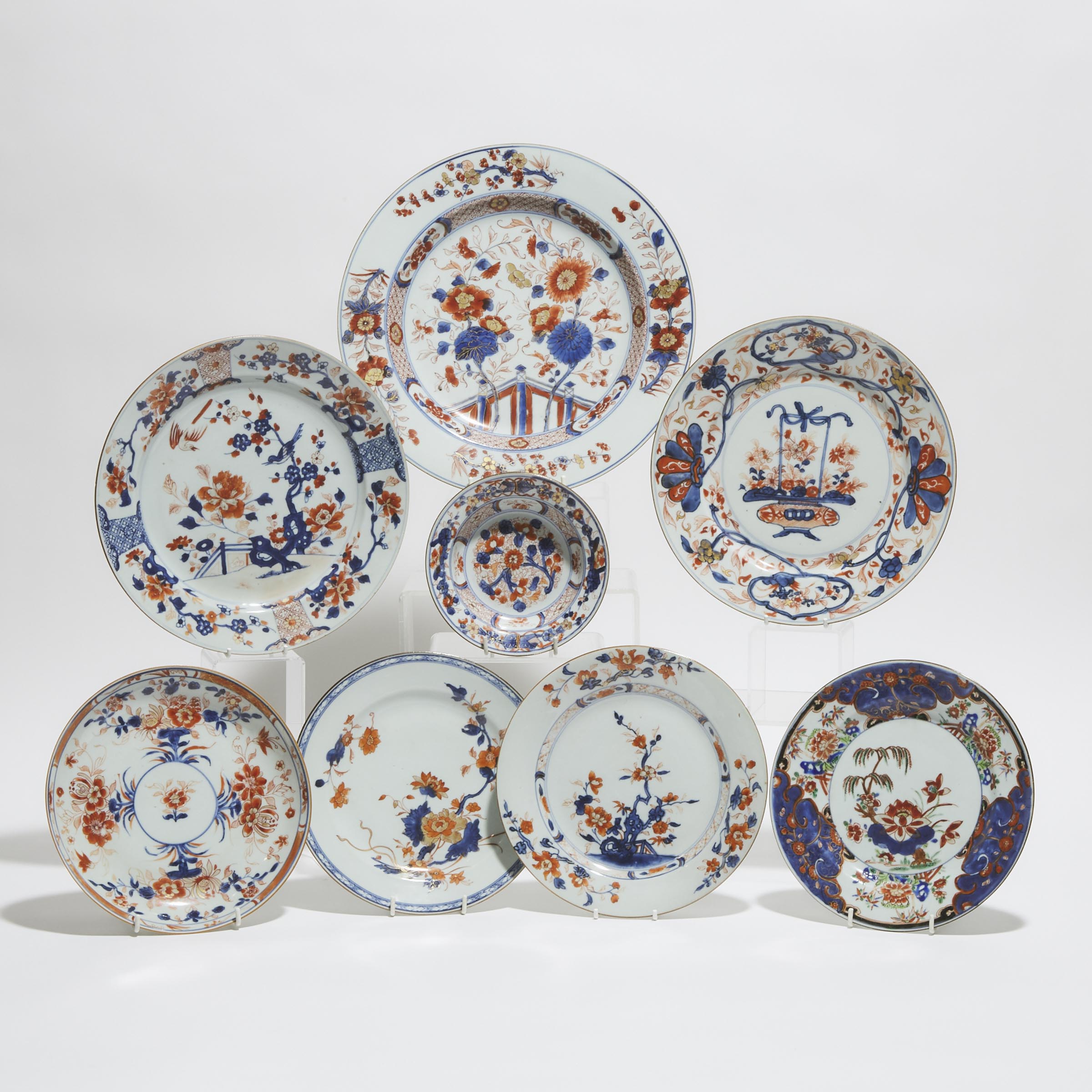 A Group of Eight Chinese Imari Dishes, 18th Century