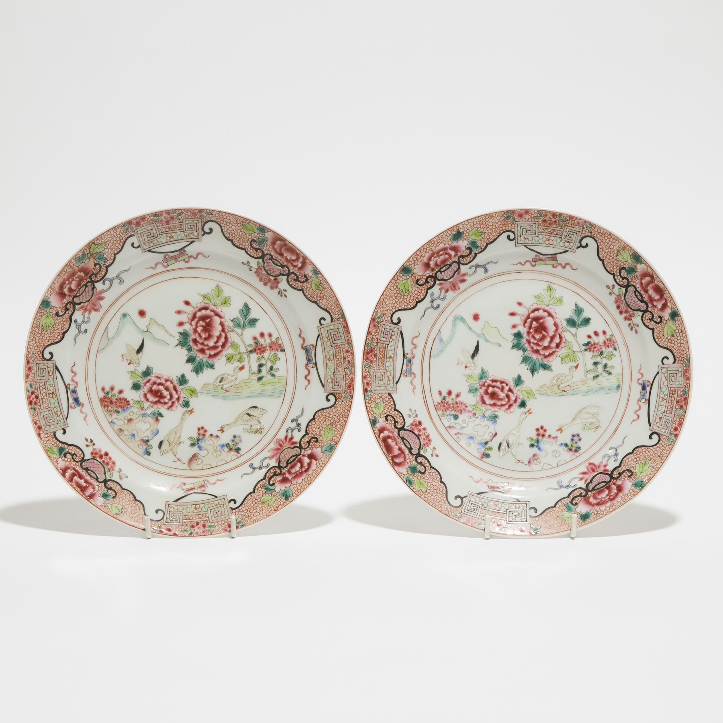 A Pair of Famille Rose 'Duck' Plates, Qianlong Period, 18th Century