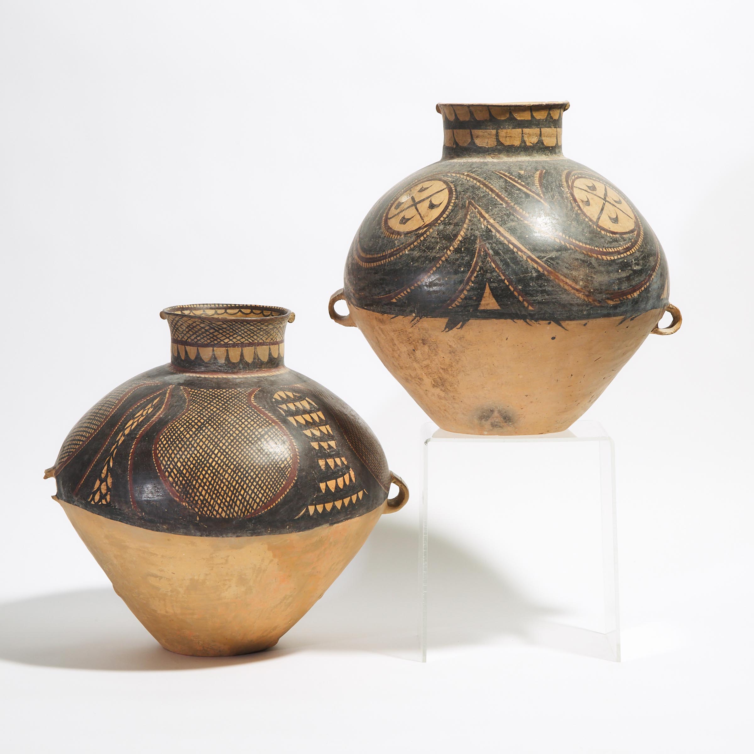 Two Large Painted Pottery Jars, Majiayao Culture, Banshan Phase, Neolithic Period, 3rd Millennium BC