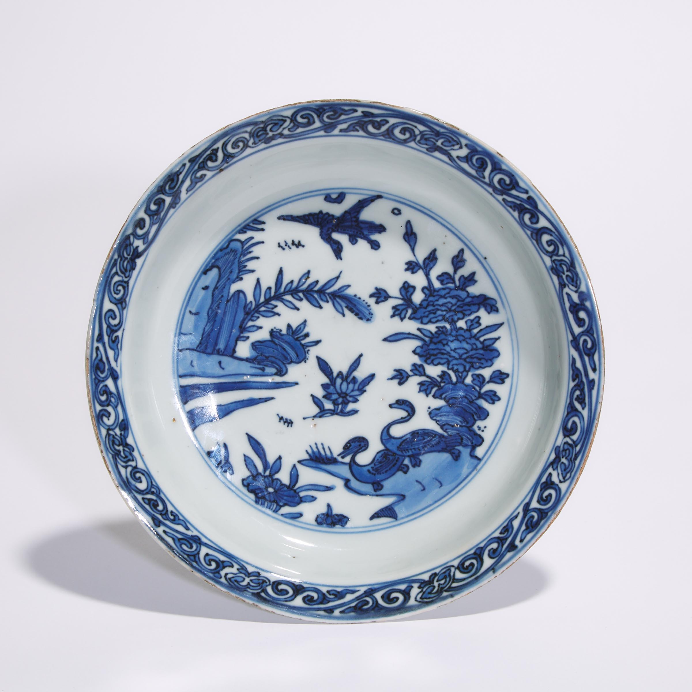 A Chinese Blue and White 'Duck' Dish, Wanli Period (1573-1619)