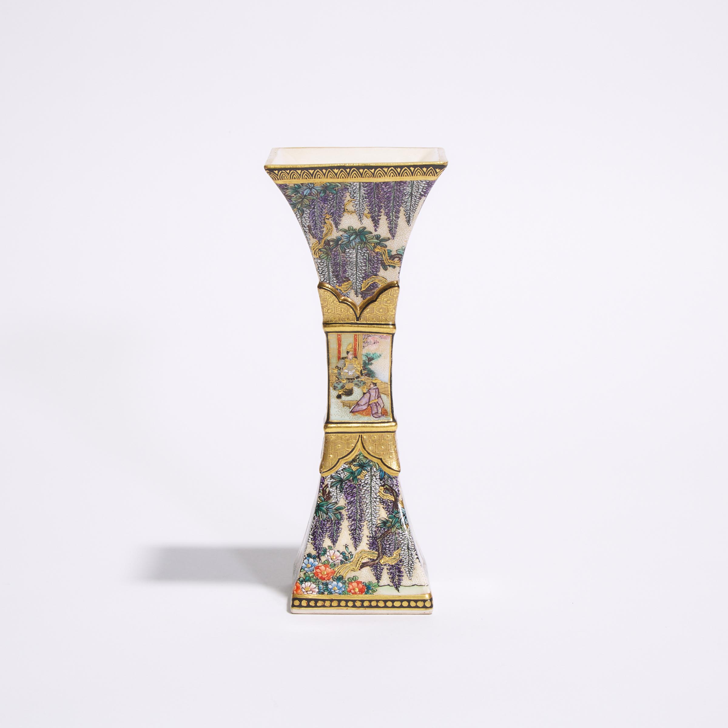 A Rare and Fine Miniature Satsuma Beaker Vase, Signed Kizan, Meiji Period