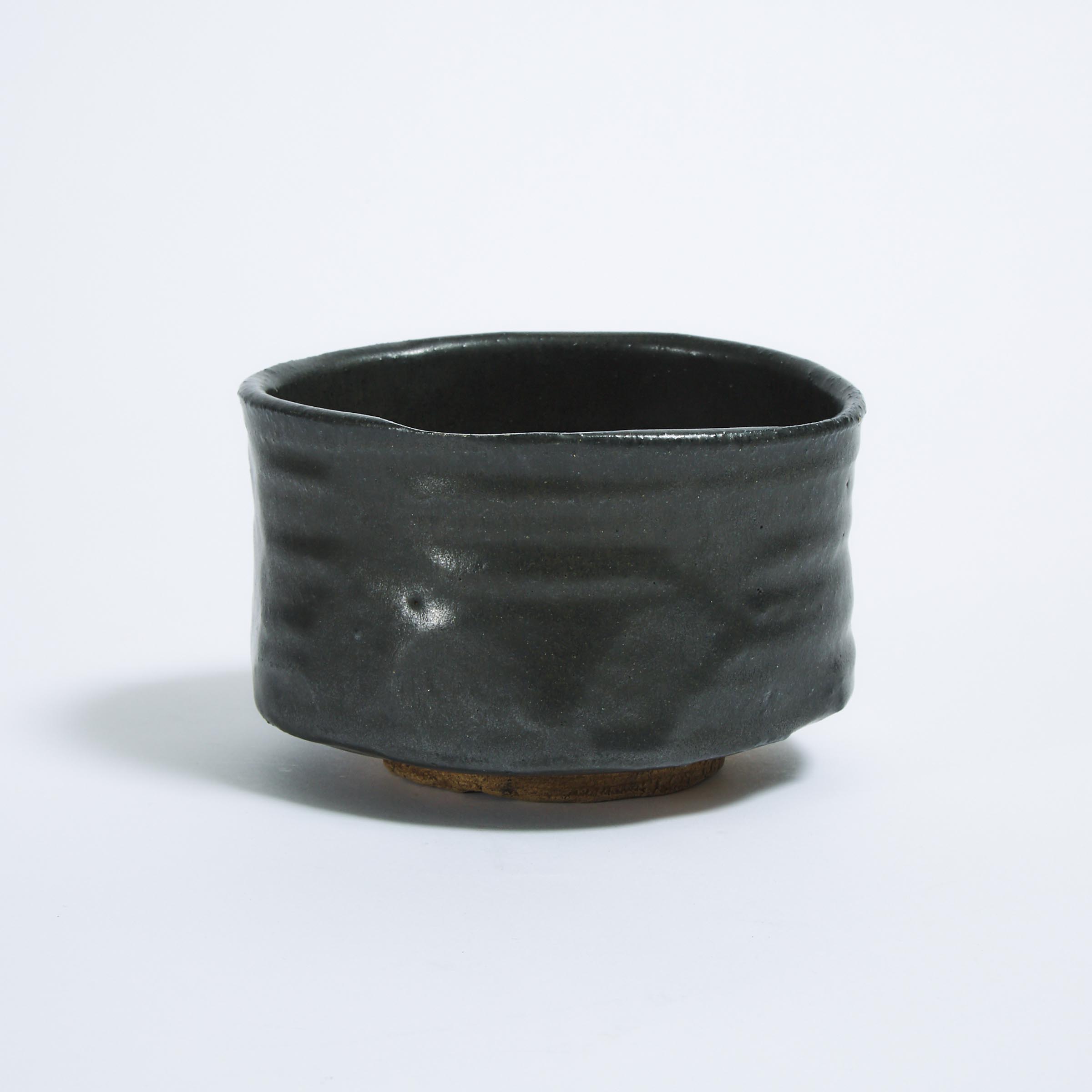 A Rare Black Oribe Tea Bowl (Chawan) with a Christian Cross, Edo Period (1615-1868)