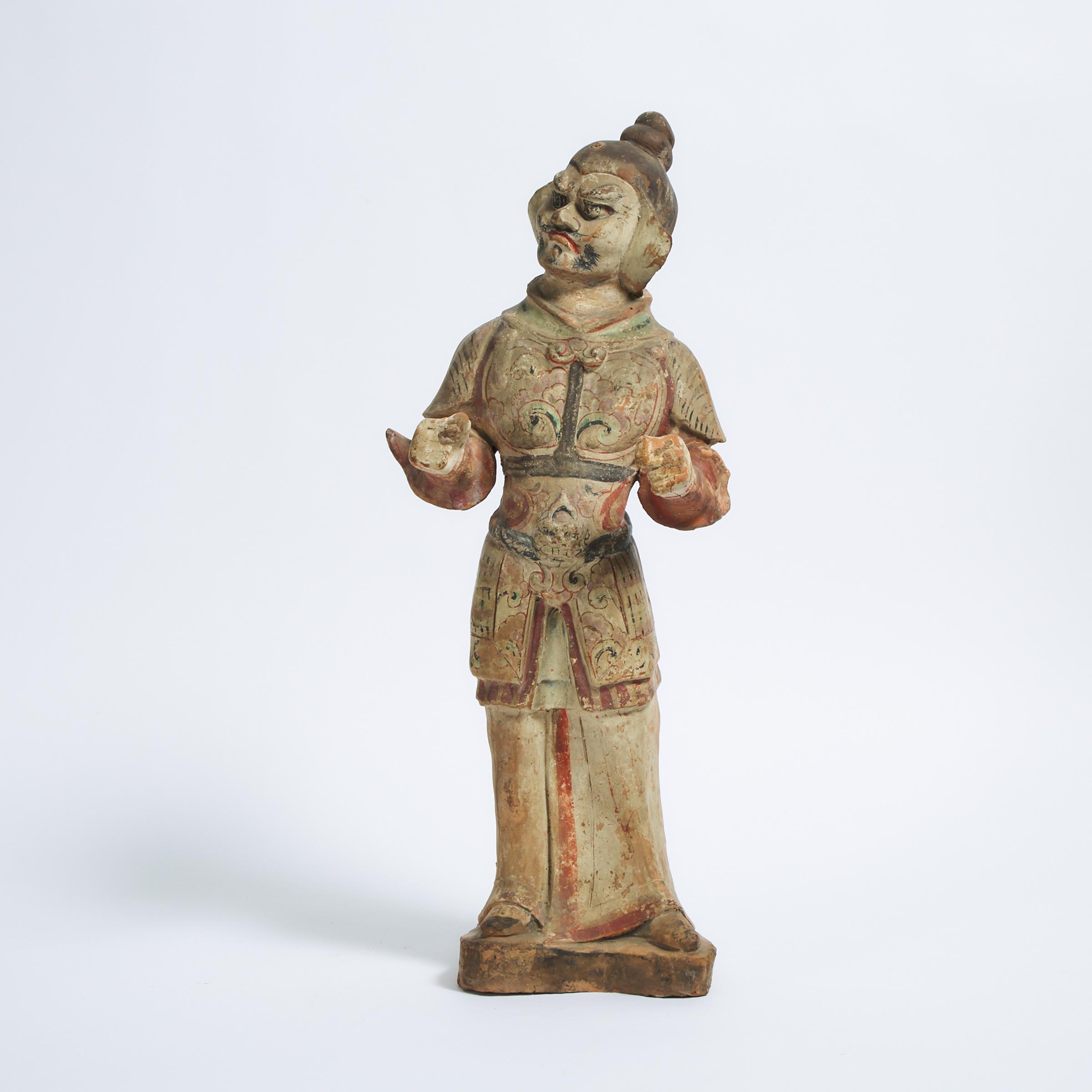 A Painted Pottery Figure of a Guardian, Tang Dynasty (AD 618-907)