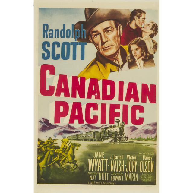 Three Canadian Themed Movie Posters: 'Northern Pursuit' (1943), 'Canadian Pacific' (1949) and 'The Canadians' (1961)