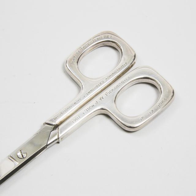 Pair of Canadian Silver Ceremonial Scissors used in a Ribbon Cutting by J. W. 'Jack' Pickersgill, Sept. 15, 1965