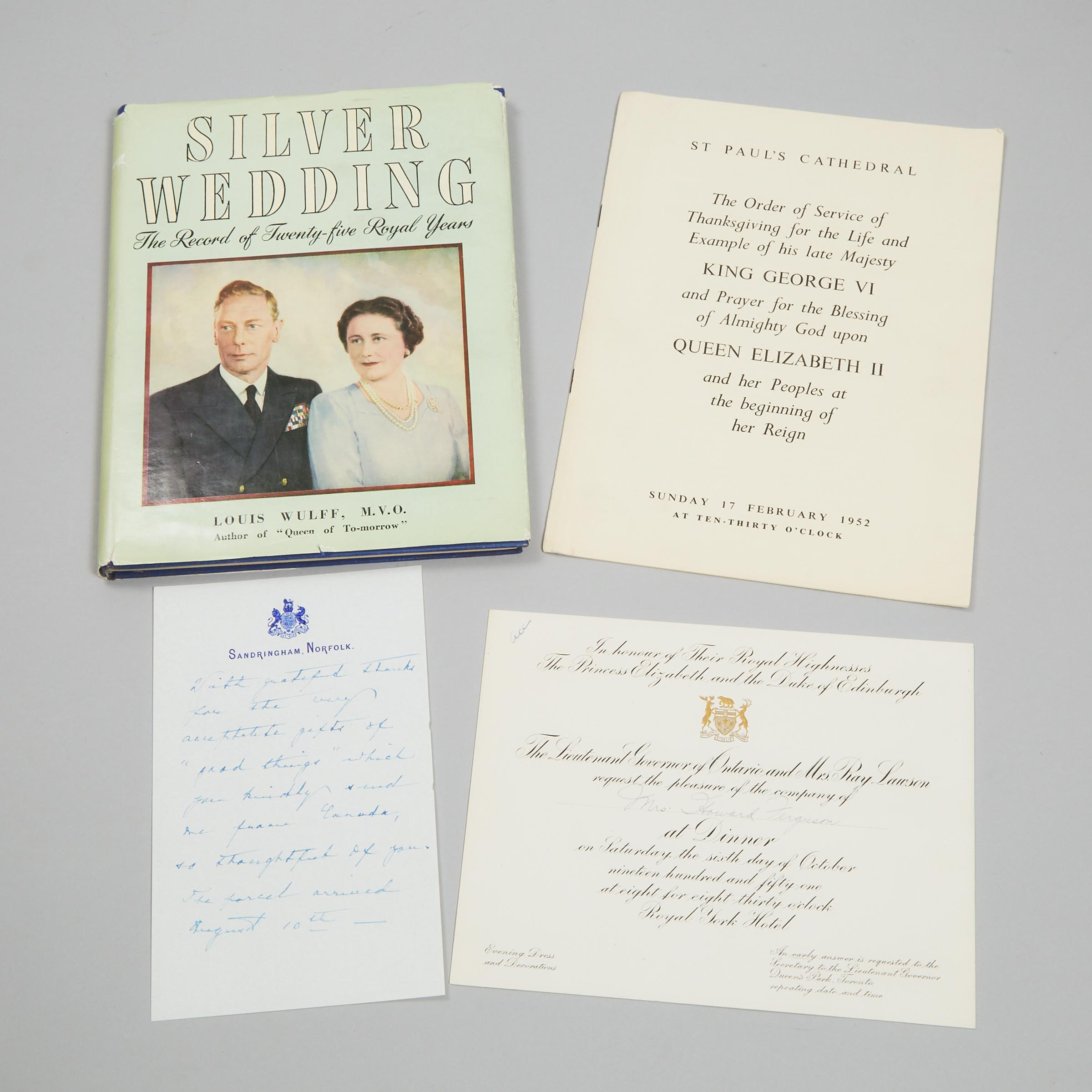 Signed Royal Presentation Copy of 'Silver Wedding, The Record of Twenty-Five Royal Years', 1948