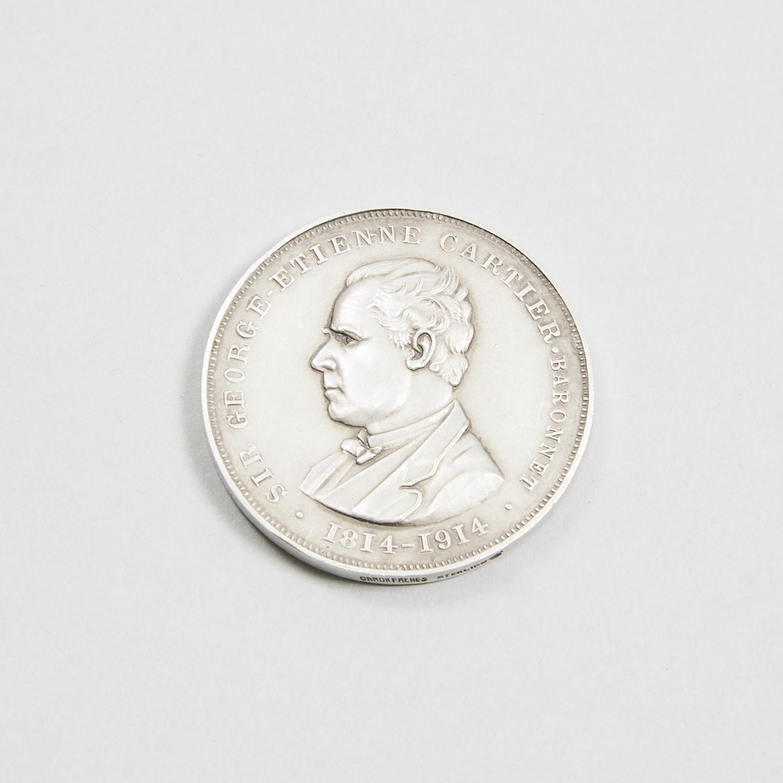 Canadian Silver Medallion Commemorating the 100th Anniversary of the Birth of George-Étienne Cartier, 1914
