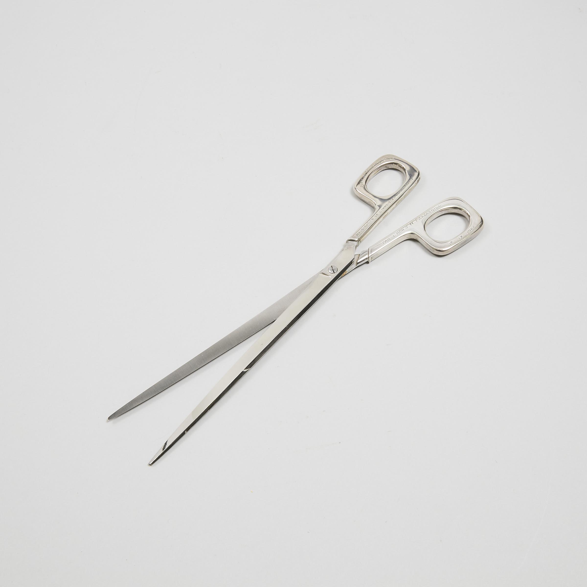 Pair of Canadian Silver Ceremonial Scissors used in a Ribbon Cutting by J. W. 'Jack' Pickersgill, Sept. 15, 1965